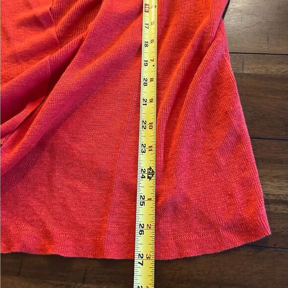 Eileen Fisher Bright Coral 100% Linen Open Front Cardigan Sweater Size Large - Picture 5 of 8